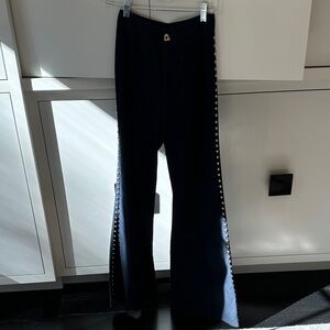 Navy blue Wide-Leg Pants with Side Detailing